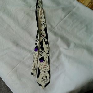 90's Loony Tunes 100% Silk tie Black and White